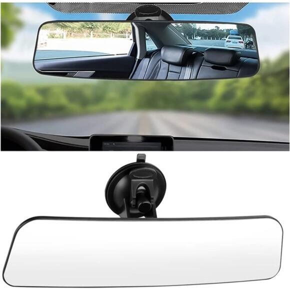 Car Rear View Mirror with Suction Cup, Anti Glare Wide Angle HD Auto Rearview - Picture 1 of 7